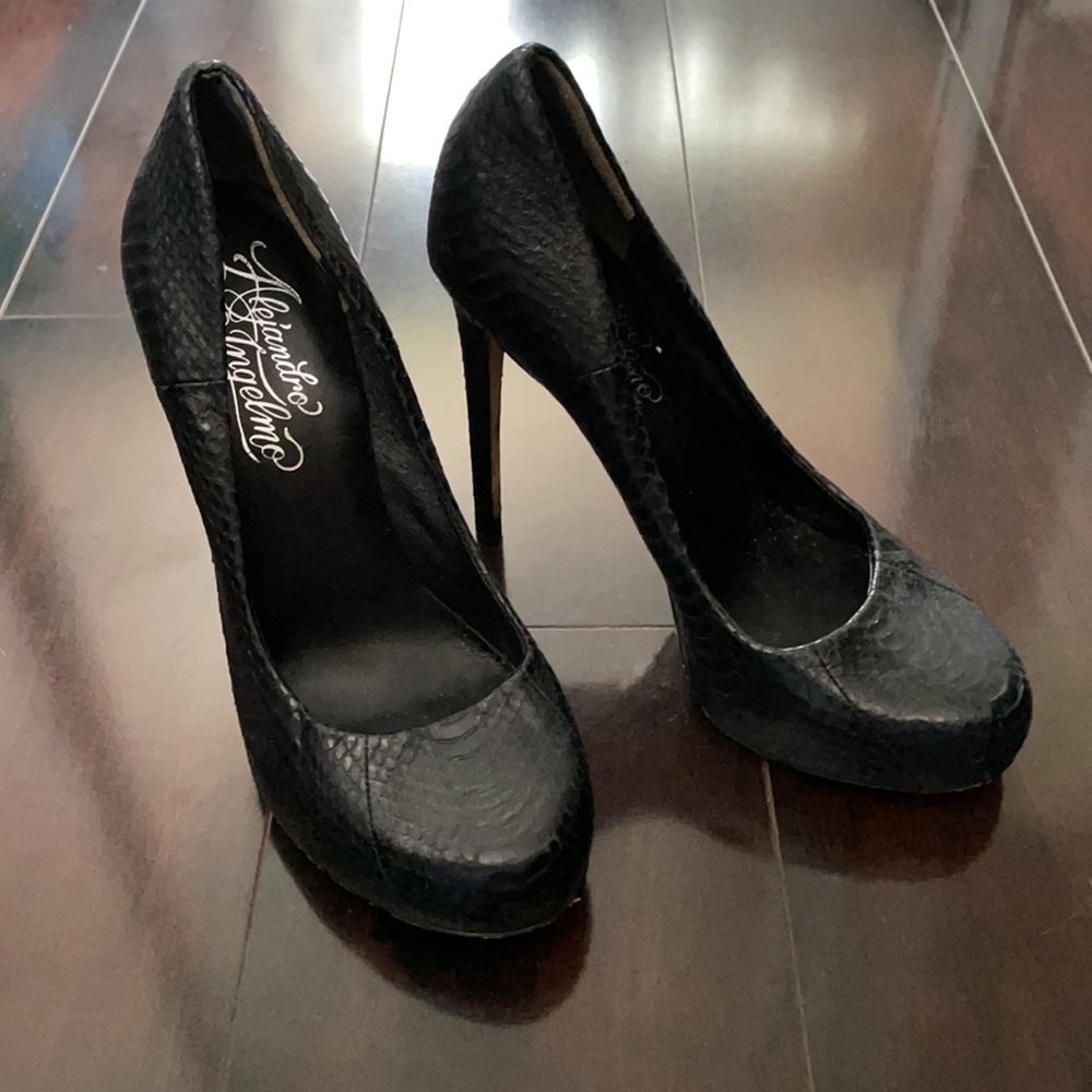 Alejandro Ingelmo Black Python Platform Heels Sti… - image 5